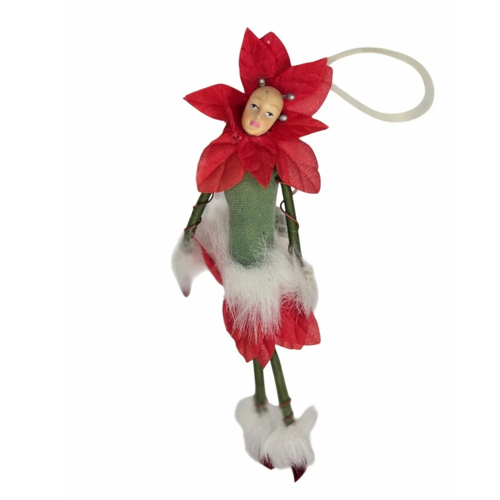 Patience Brewster Poinsettia Flower Fairy Christmas Ornament Red Kitschy 2006
